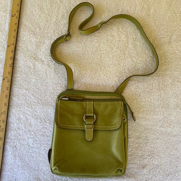 Fossil Handbags - Beautiful Moss Green Leather Fossil Cross Body Bag with Lots of Organization
